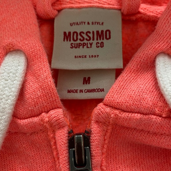 Mossimo Neon Coral 'Love' Zip Hoodie Sweatshirt - Size M - Picture 8 of 9